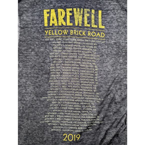 Elton John Farewell Yellow Brick Road 2019 Tour Distressed Gray T-Shirt MEDIUM - Picture 7 of 7